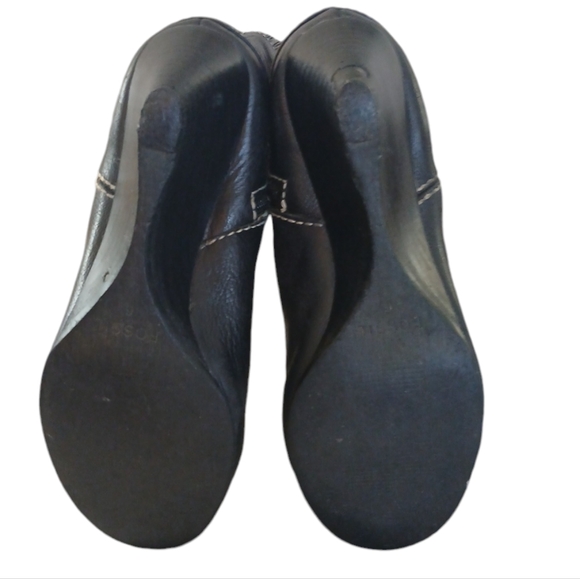 Fossil Black Leather Knee High Wedge Boot Size 8 - Picture 11 of 15